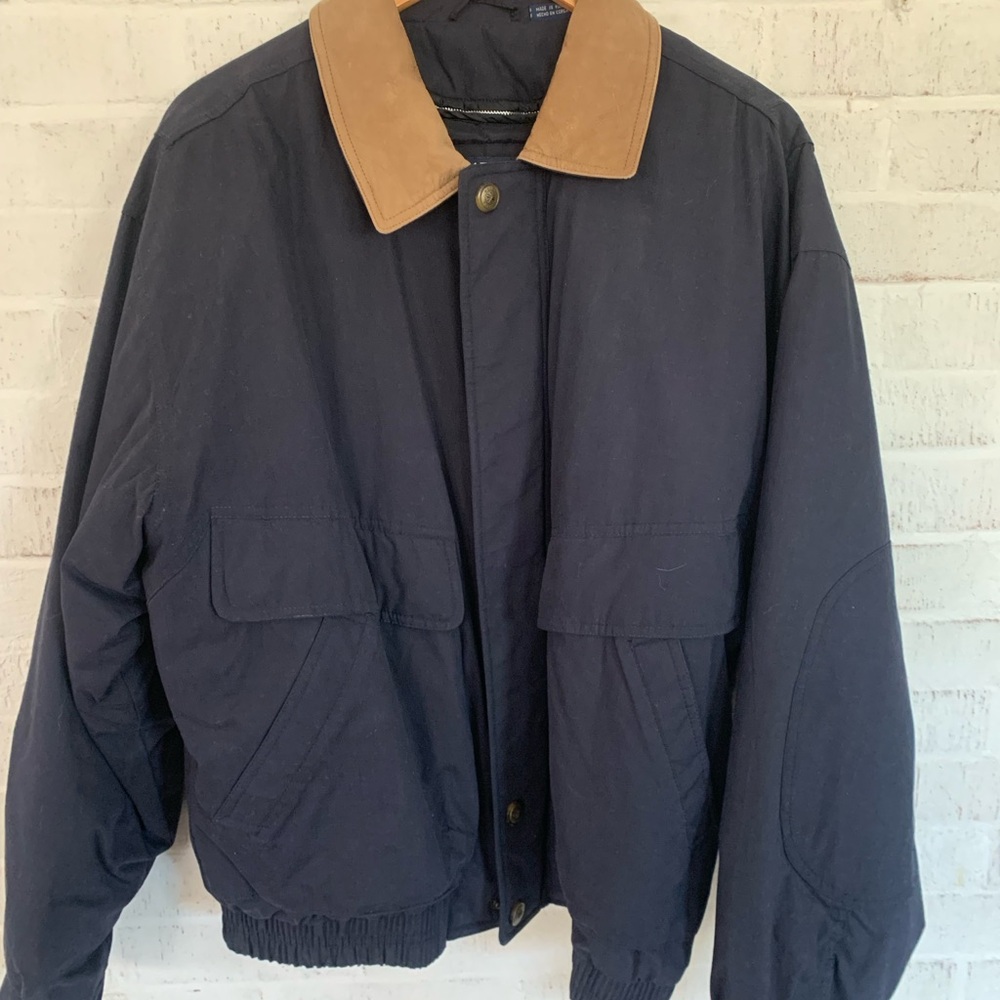 Vintage Members Only Navy and Tan Bomber Jacket